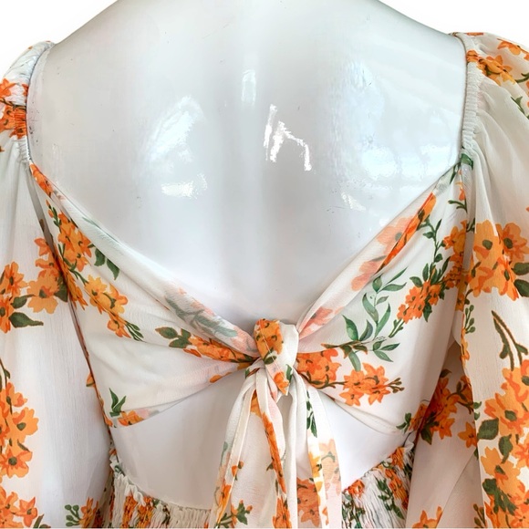 EXLURA OFF SHOULDER FLORAL LANTERN SLEEVE MINI DRESS. WOMEN’S SIZE MEDIU… - Picture 8 of 12